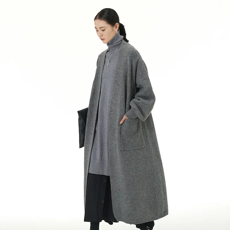 Elegant Long Open Front Cardigan 2025 Fall Winter Coat, Flattering Plus Size Women's Outerwear