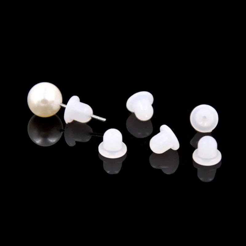 50-100Pcs Milky White Earring Stoppers Silicone High Quality Earring Back  Ear Plug Blocked For DIY Jewelry Making Accessories