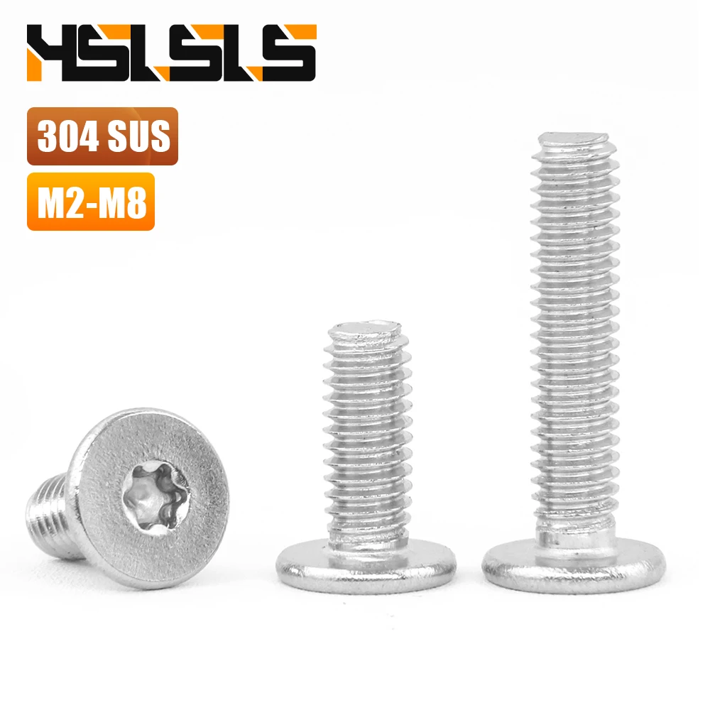 5-50 Stück 304 Edelstahl Flachkopf Ultradünne Torx-Antriebsschrauben M2 M2.5 M3 M4 M5 M6 M8 Sechsrund-Sternschrauben
