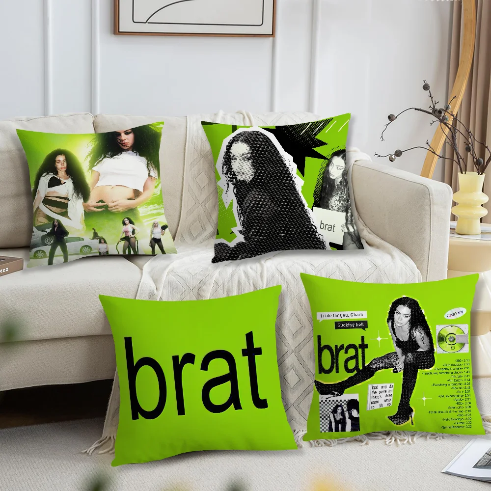 Singer C-Charli xcx Brat 360 Pillow Case Living Room Sofa Cushion Cover Suitable For Home Bedroom Room Decoration