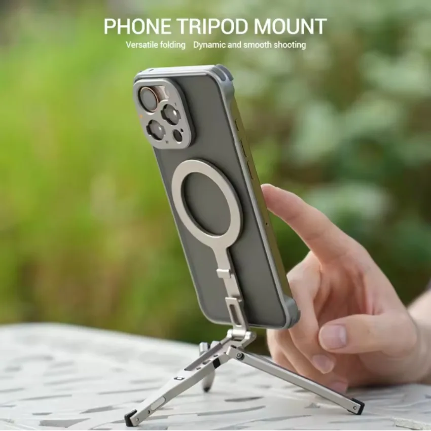 

Foldable Magnetic Pocket Phone Tripod with Hook for Magsafe Phone Holder ring for iPhone 17 16 Android HUAWEI Tripod Phone Stand