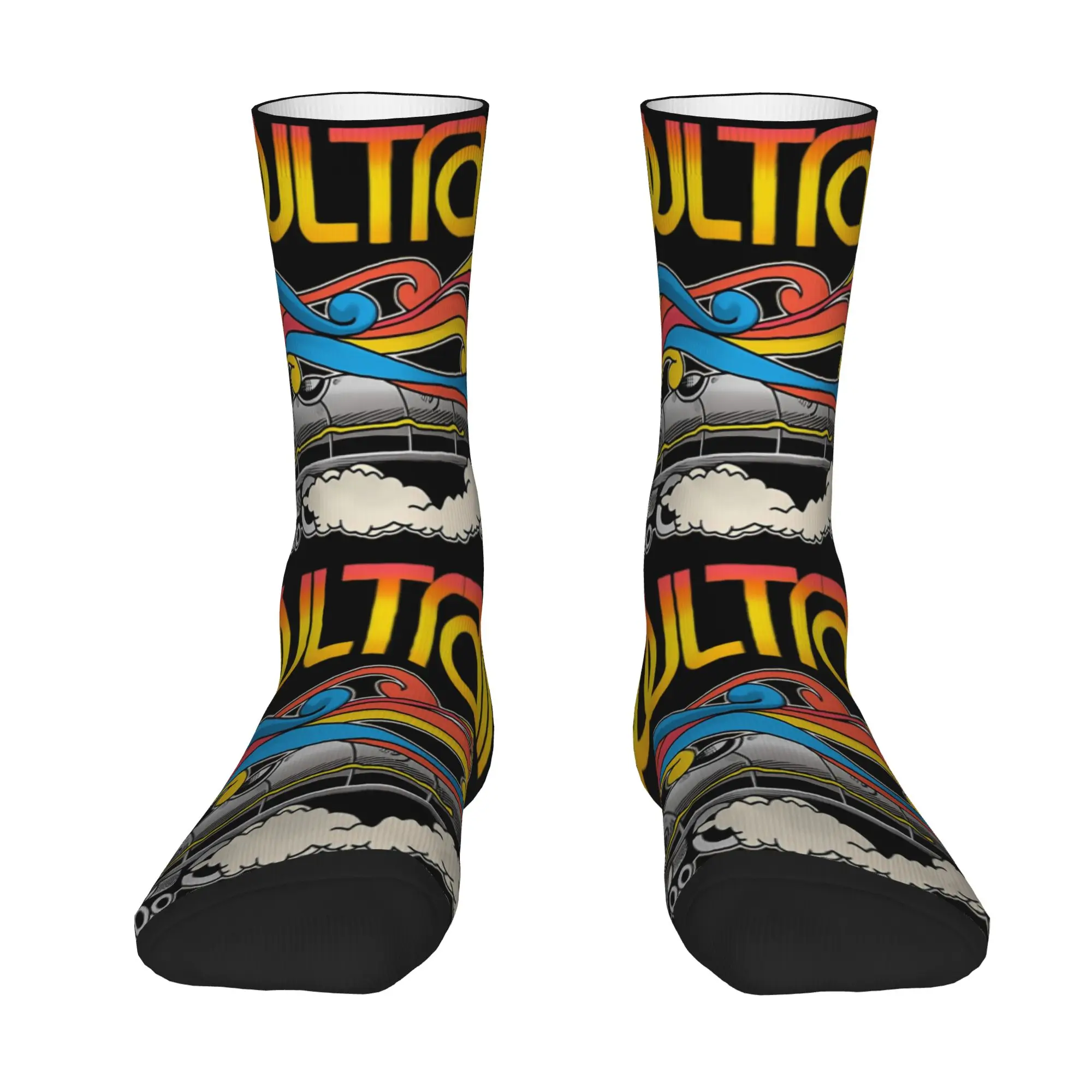 1 Pair Funny Crazy Sock for Men Black Gradient Letter Hip Hop Harajuku Soul TrainS Pattern Printed Sock Casual