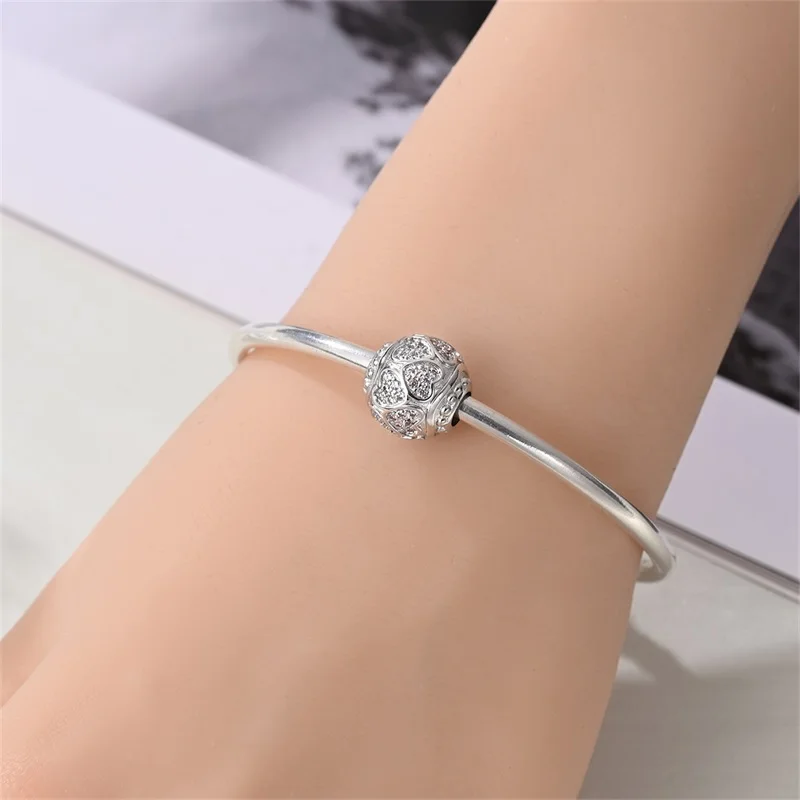 Trendy 925 Sterling Silver Heart Girl Charms Bead Fit Original Bracelet DIY Women Party Jewelry Gift
