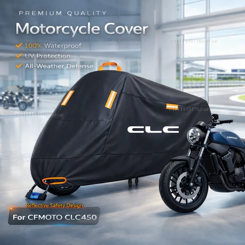 For CFMOTO CL-C450 Motorcycle Cover Waterproof Thickened Polyester Tarpaulin UV Protective Outdoor Rain Dust Sun Scooter Cover
