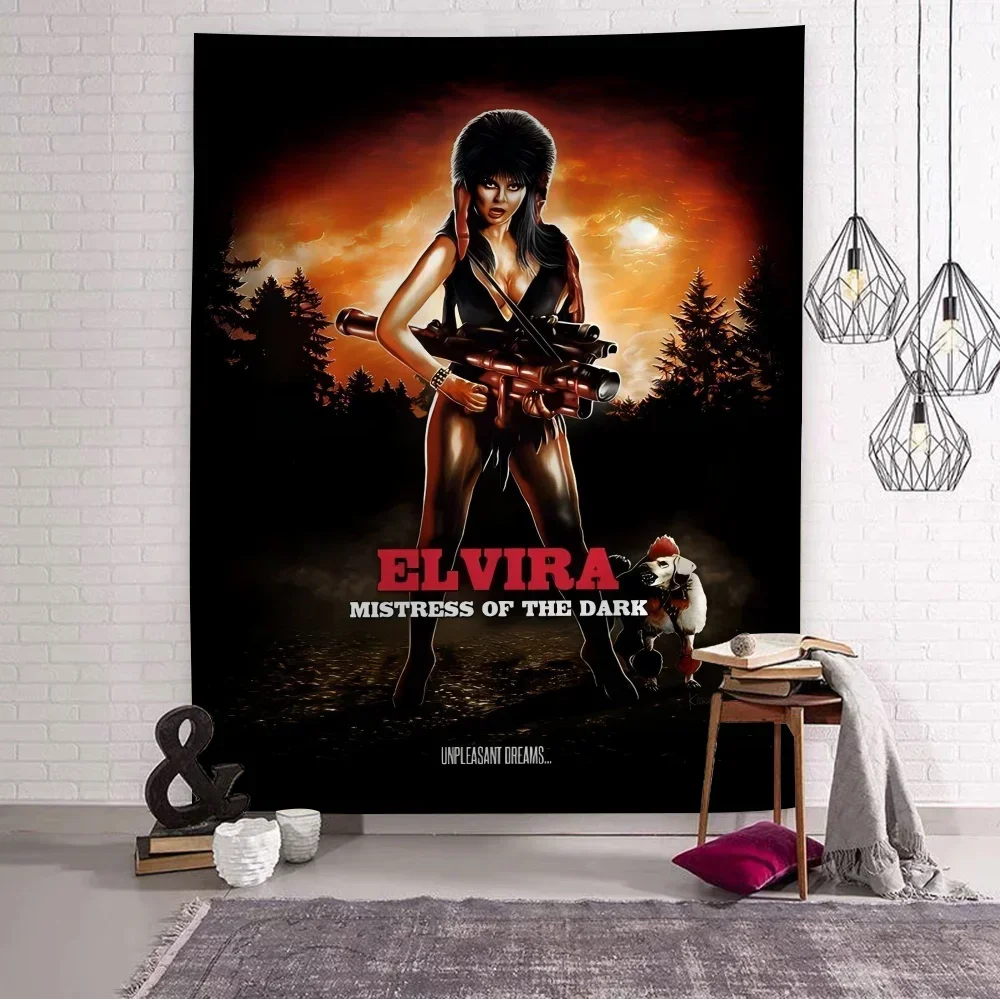 Film E-Elvira M-Mistress D-Dark Tapestry Art Printing Art Science Fiction Room Home Decor Wall Art Decor