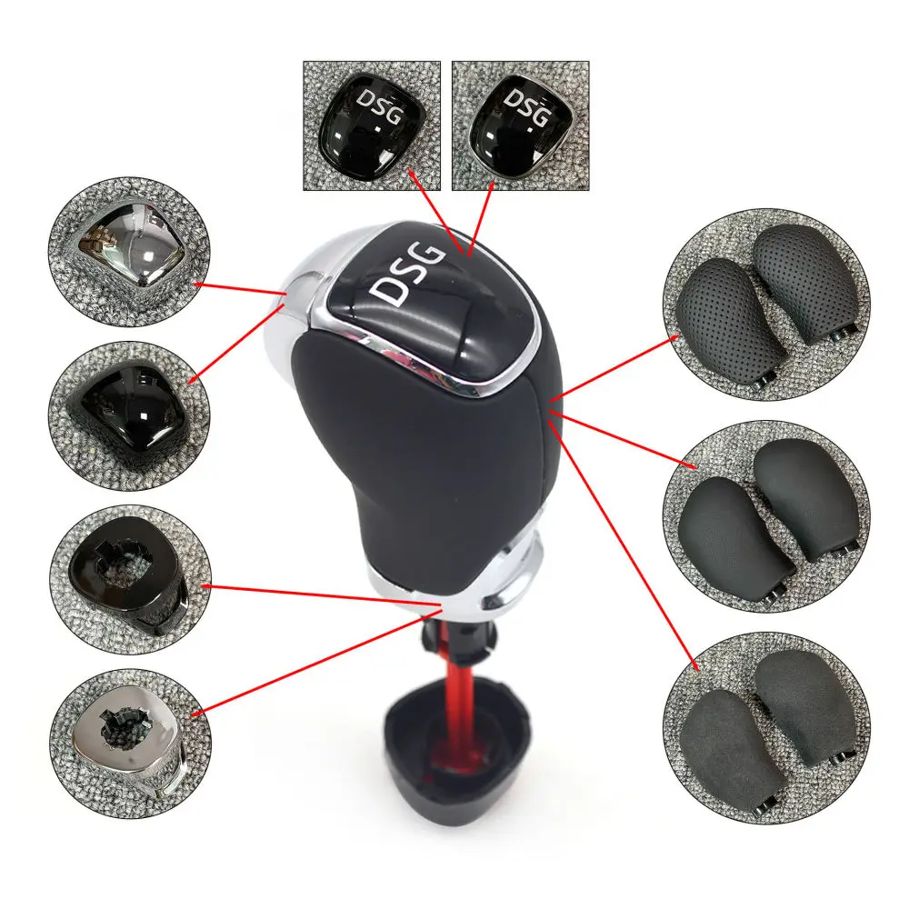 High Quality DSG Shift Knob Repair Parts For Skoda Octavia Superb Yeti Leather Suede Side Cover Button Base Set