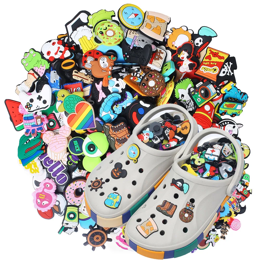 

Random blind box Mix 30-200pcs High Quality Charm Shoe Accessories Buckle Pvc Trim Garden Sandals for Gator Clogs Party Gift