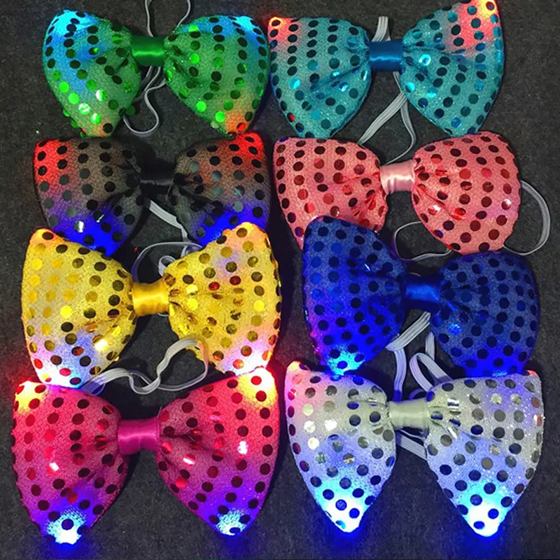 

Flash Led Neck Ties Bowtie Light Up Unisex Sparkly Elasticated Colorful Blinking Flash Tie For Party Event Birthday Wedding