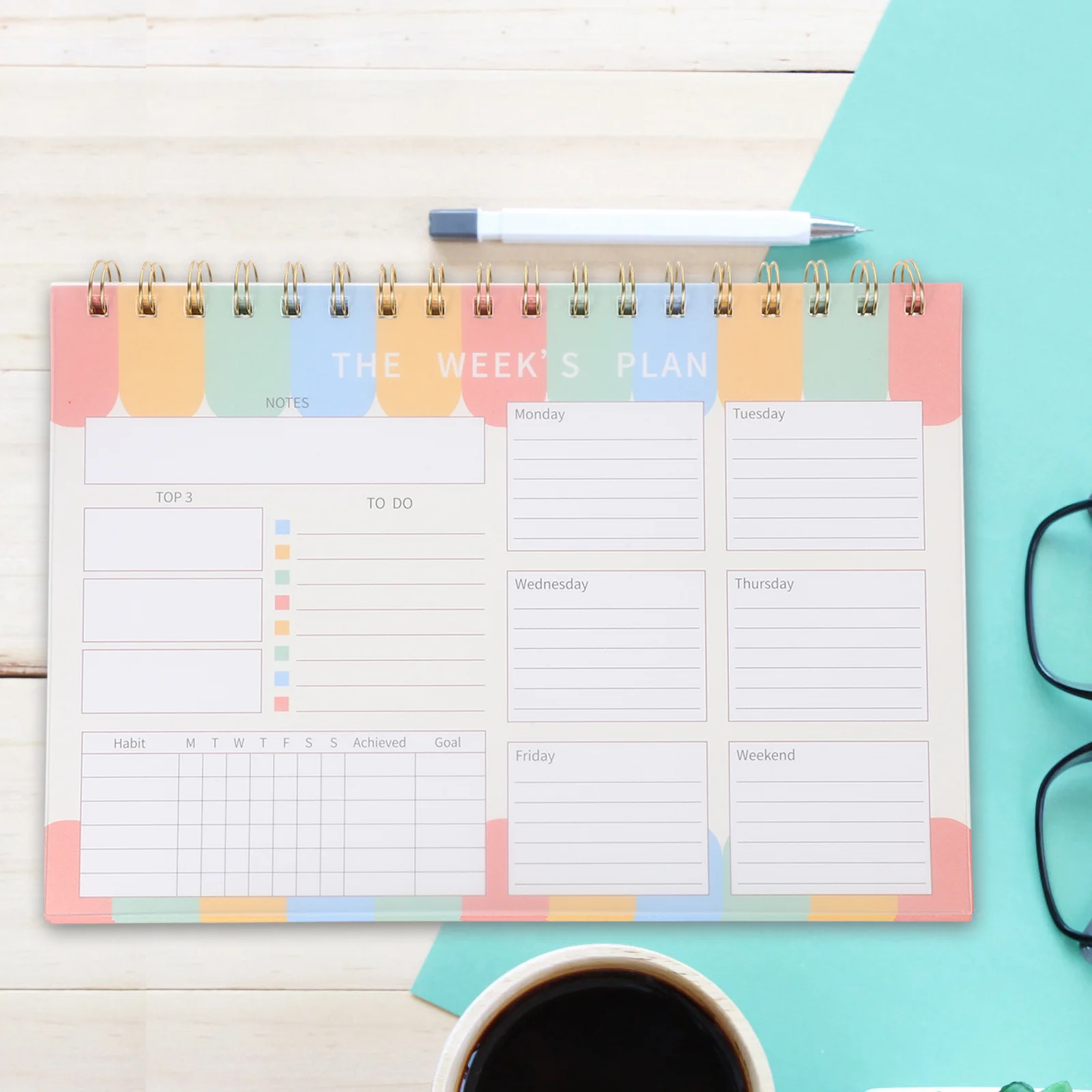 Notatnik z odrywanymi kartkami, planer dzienny, lista zadań, harmonogram, notatnik, planer miesięczny 2024, notatniki biurkowe do planowania, notatnik z listą zadań
