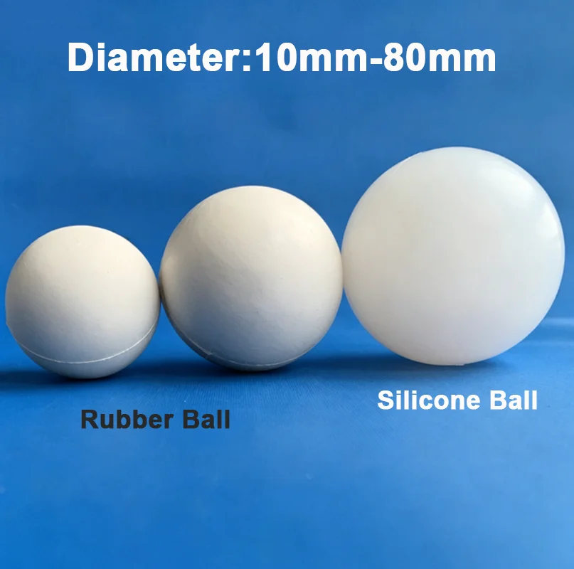Dia 10-80mm White Solid Rubber Ball Silicone Bouncy Ball Wear Resistant Industrial Jumping Ball for Screening Machine Cleaning