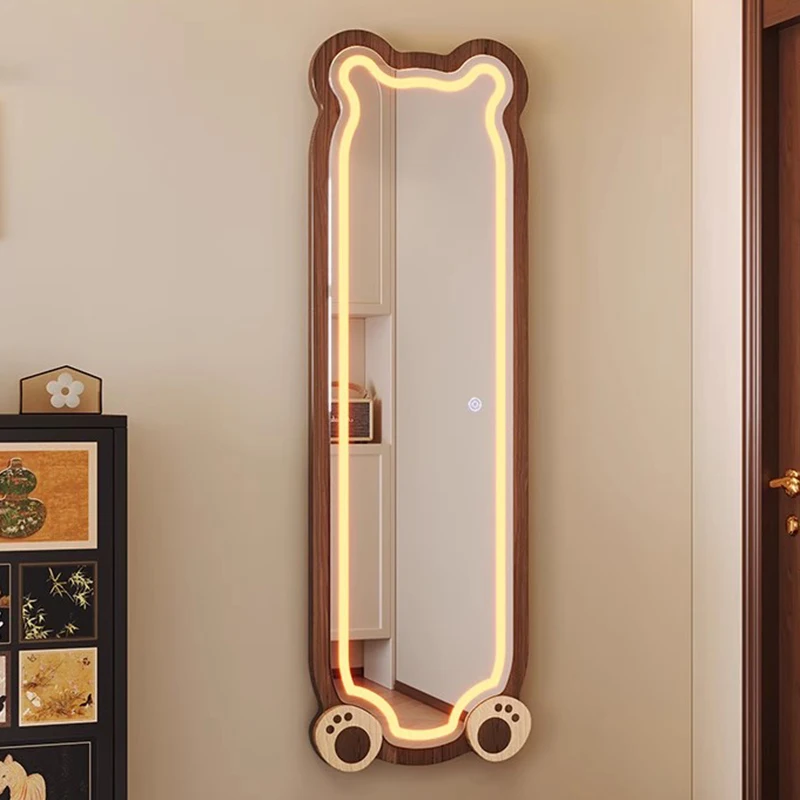 r*-Wooden Cute Mirror Decoration Standing Bedroom Aesthetic Long Girls Full Body Modern Cosmetics Spiegels Home Decorations