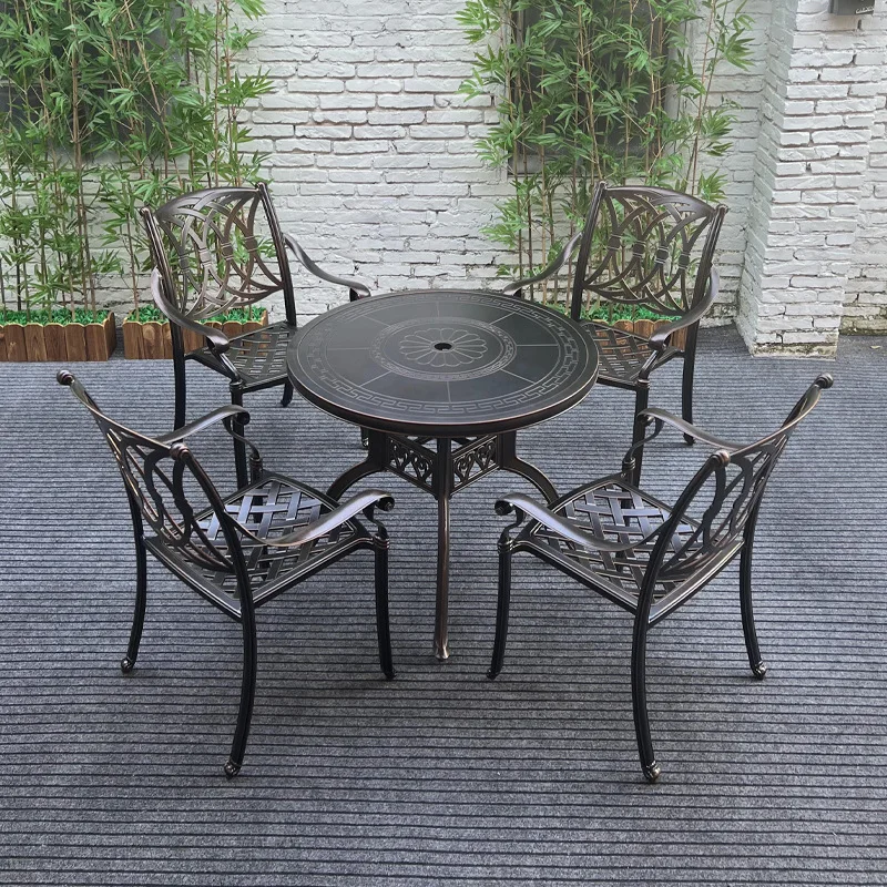 

✗x Waterproof outdoor cast aluminum garden courtyard homestay iron dining chair table combination#