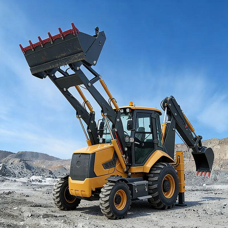 Customized Heavy Duty 4WD Backhoe Loader With 100HP Diesel Engine And Reinforced 1.0m3 Bucket For Construction And Road Building