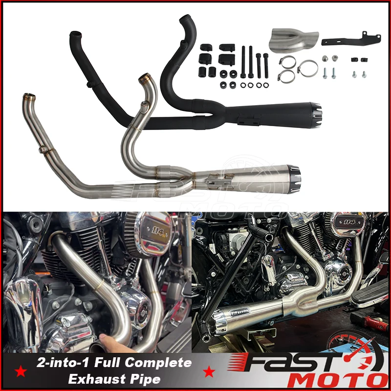 

For Harley Electra Glide Ultra Limited FLHTK FLHTPI 2017-2025 FLHTKL FLHTI FLHTKSE Stainless Steel 2-Into-1 Exhaust Muffler Pipe