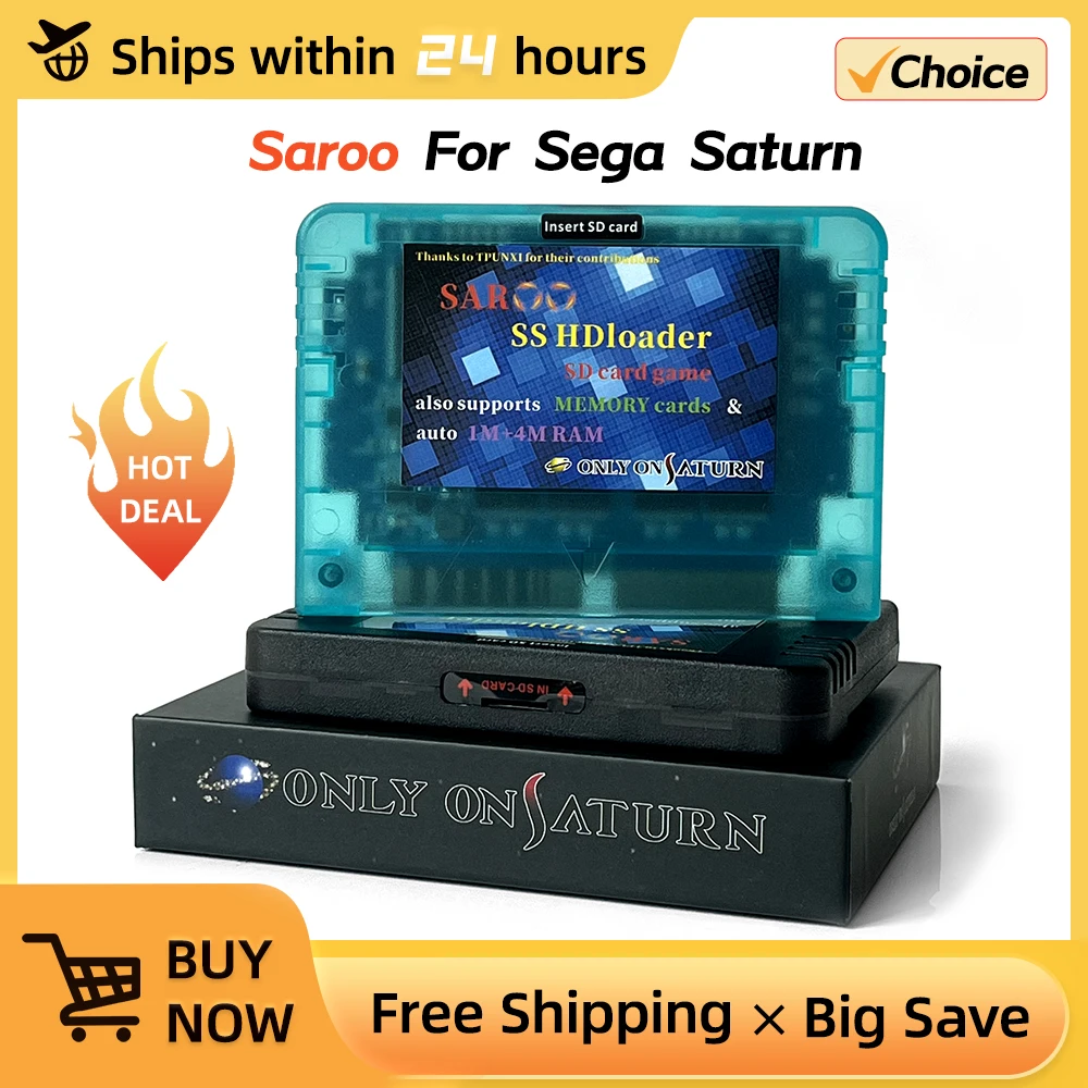 Saroo SS HDloader 게임 리더 카트리지 지지대 SD/TF Menory 카드, Sega Saturn 용 CD 없는 게임 플레이, 새 버전