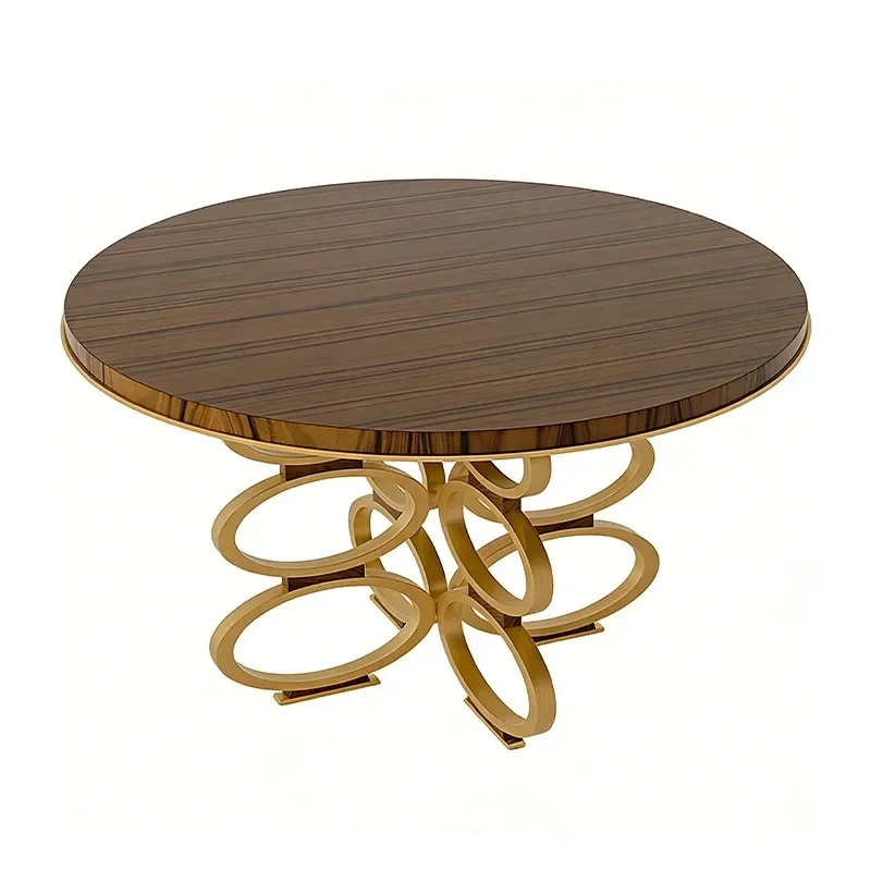 Golden Ring - Enhanced, Fashionable and High  End for Villa Model Room, Luxurious Round Dining Table  Roman  Style