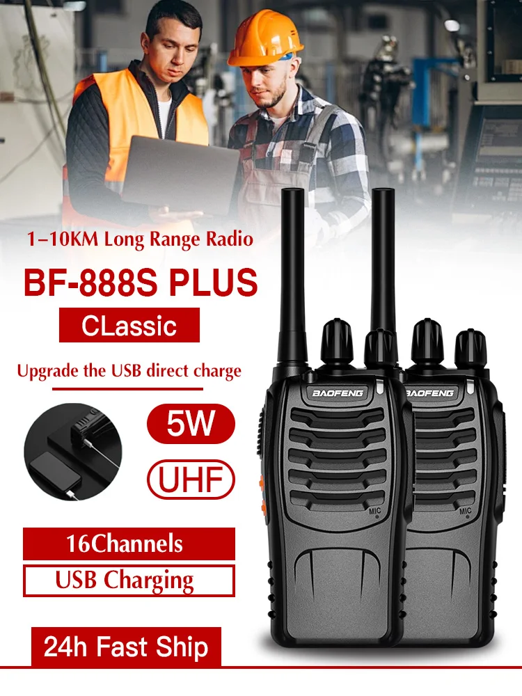 2PCS Baofeng BF-888S plus Originele Handheld walkie-talkie 3-5km Lange Afstand Standby Uhf 400-470Mhz draagbare draadloze Ham CB radio - afbeelding 2