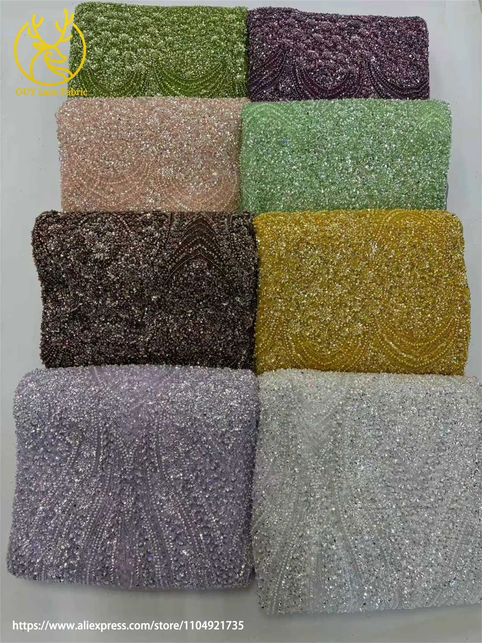 الأخضر الفاخر الأفريقي العريس الترتر أقمشة الدانتيل 2025 جودة عالية الفرنسية الثقيلة مطرز تول الدانتيل لخياطة فستان الزفاف الطرف