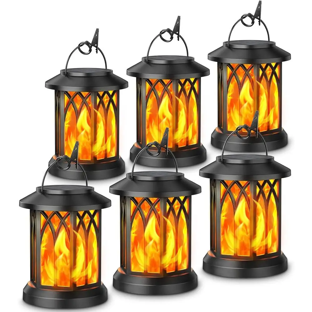 

6-Pack LED Lanterns Outdoor Waterproof, Auto-On, Hanging or Yard Patio Lawn Garden Decor