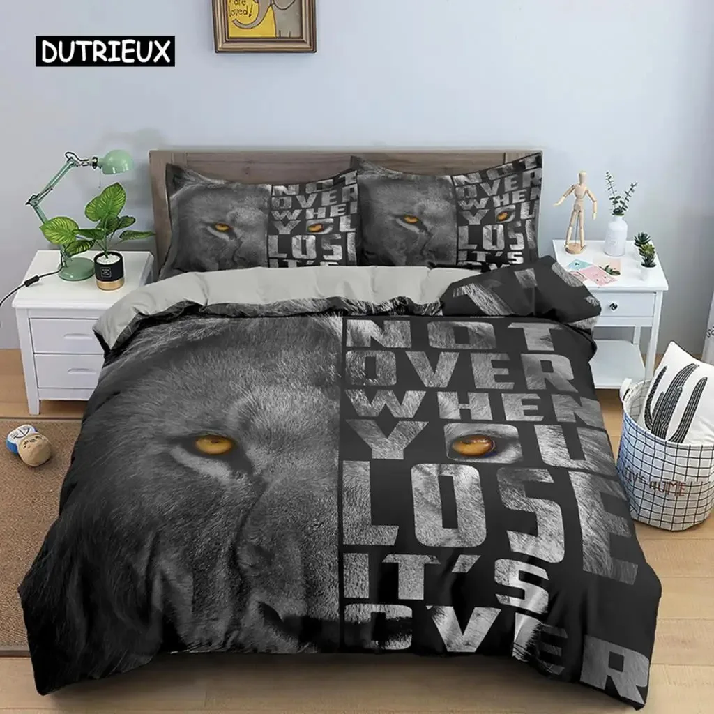 Duvet Cover Tiger Animal Polyester Bed Nordic Lion Tiger Leopard Duvet Cover Wild Animal Theme Bedding Set Room Decoration Adult