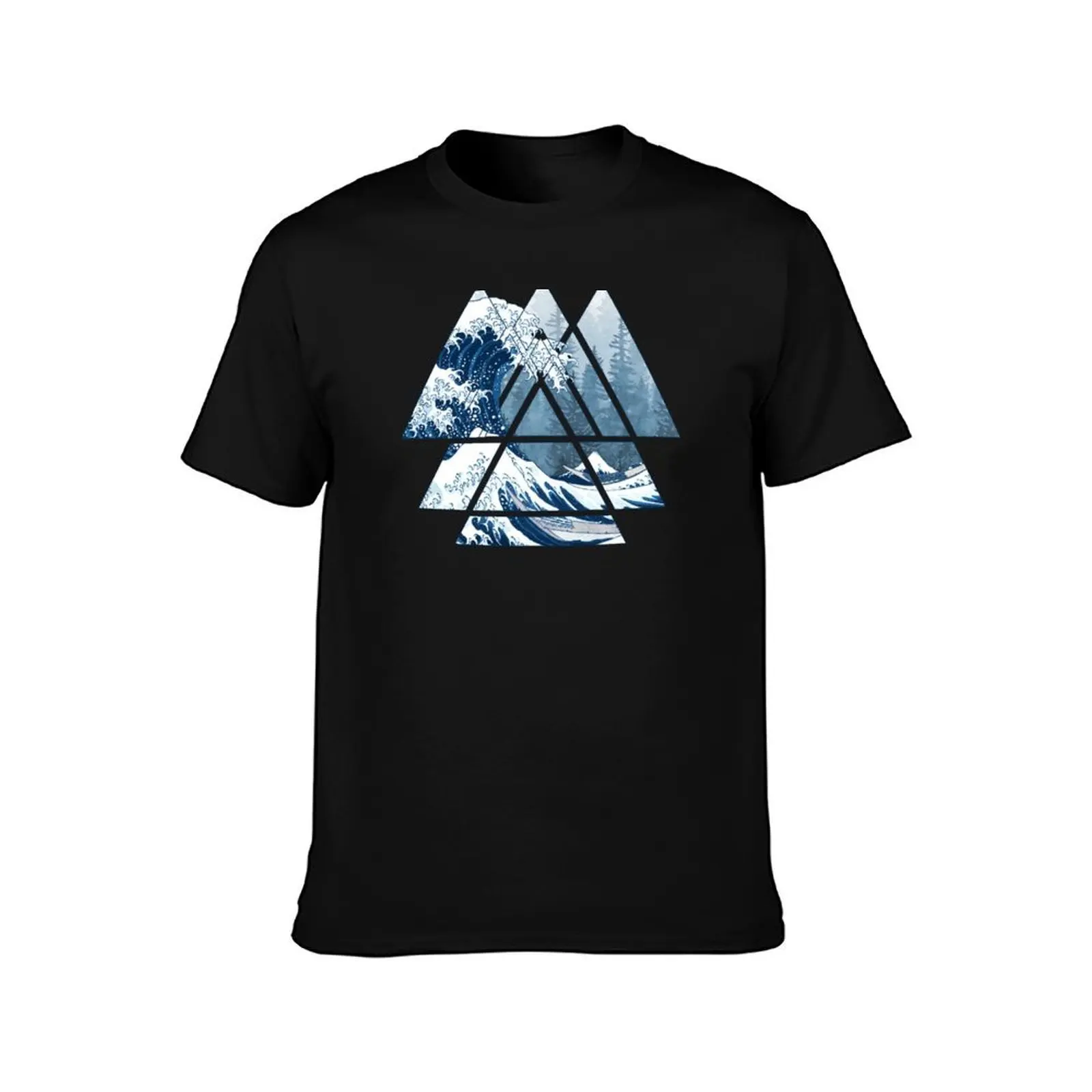 The Great Sacred Geometry Triangles - Misty Forest Wave T-Shirt Breathable Sportswear T-Shirt for Men