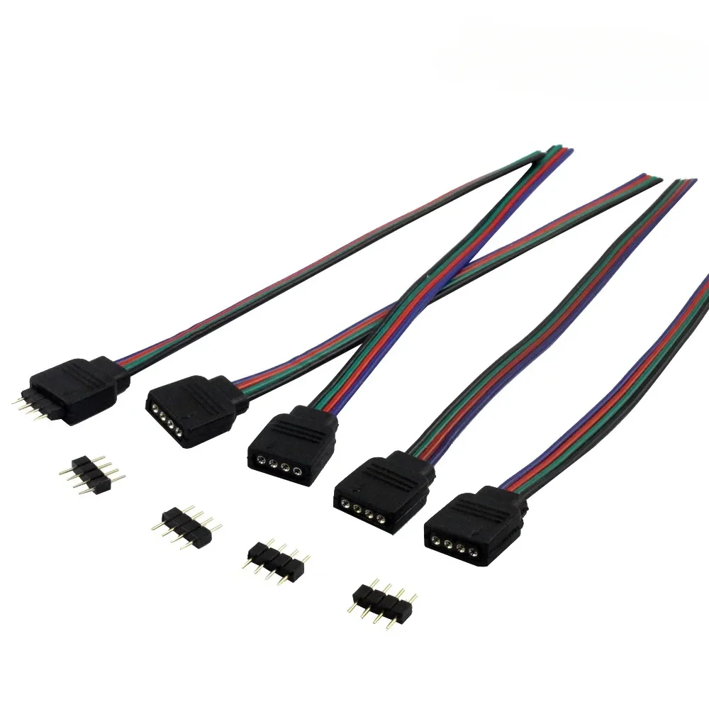 5pcs 15CM 4Pin Connector Cable Male Female No Need Soldering Quick Wire for 4PIN 10MM RGB COB SMD LED Strip Light to Controller