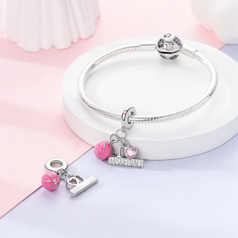 New 925 Silver Basketball Football Yoga Sports Series Charms Beads Fit Pandach 925 Original Bracelets DIY Jewelry Birthday Gift view 4