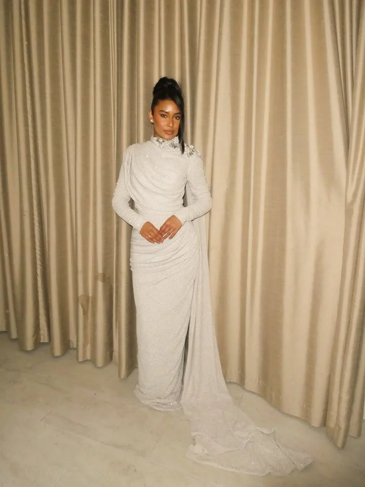 

Dubai Elegant Vintage Customize White Formal Occasion Beads Prom Dresses Simply Evening Party Gowns فستان مناسبات