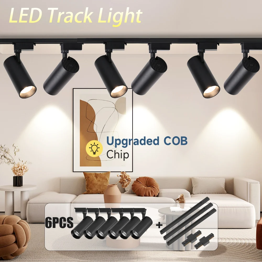 Led Track Rail Spotlight Ceiling Spotlight LED Track Light Set Tricolor Memory Rail Lamp For Clothing Store Ceiling Lights Decor