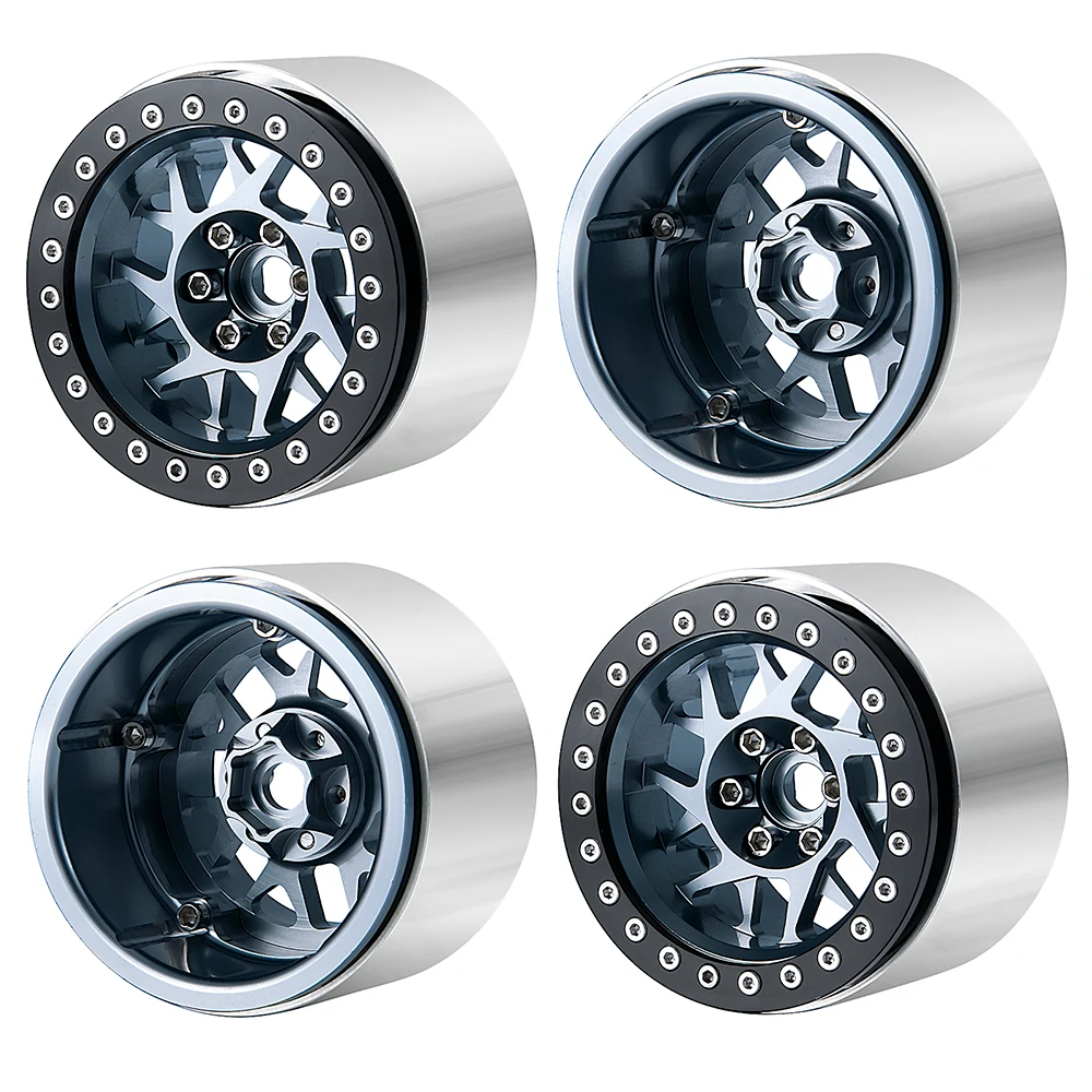 YEAHRUN 4 Stuks Beadlock Velgen/2.2 inch Rubbe Banden 150mm Voor 1/10 RC Crawler Auto Axiale SCX10 90046 Wraith 90048 90053 D90
