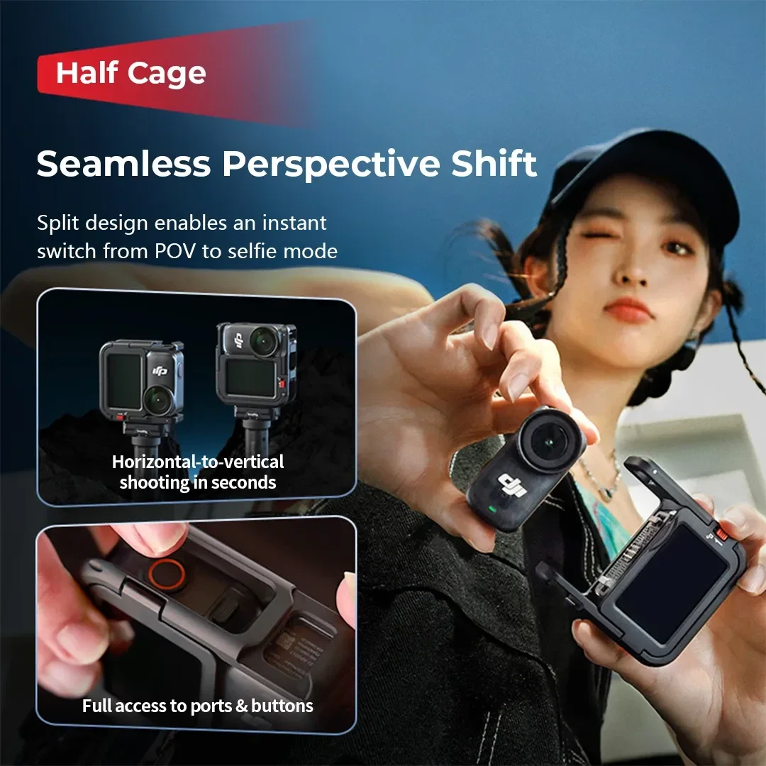 SmallRig Action Camera Accessory Camera Cage/Cold Shoe Mount/Neck Strap/Screen Protector/Selfie Stick Adapter for DJI Osmo Nano