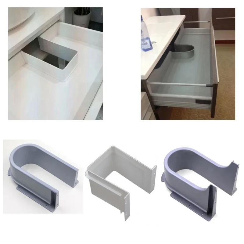 Plastic U Shape Sink Drawer Kitchen Bath Furniture Cabinet Recessed U under Sink Drainage Grommet