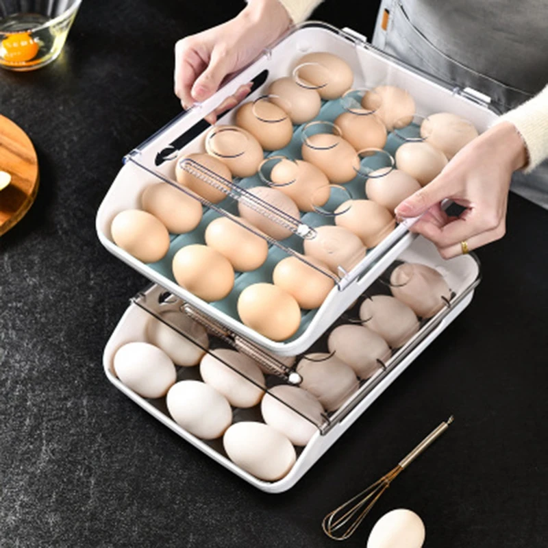 Auto Roll Transparent Egg Tray Storage Box Dispenser Holder Egg Skelter