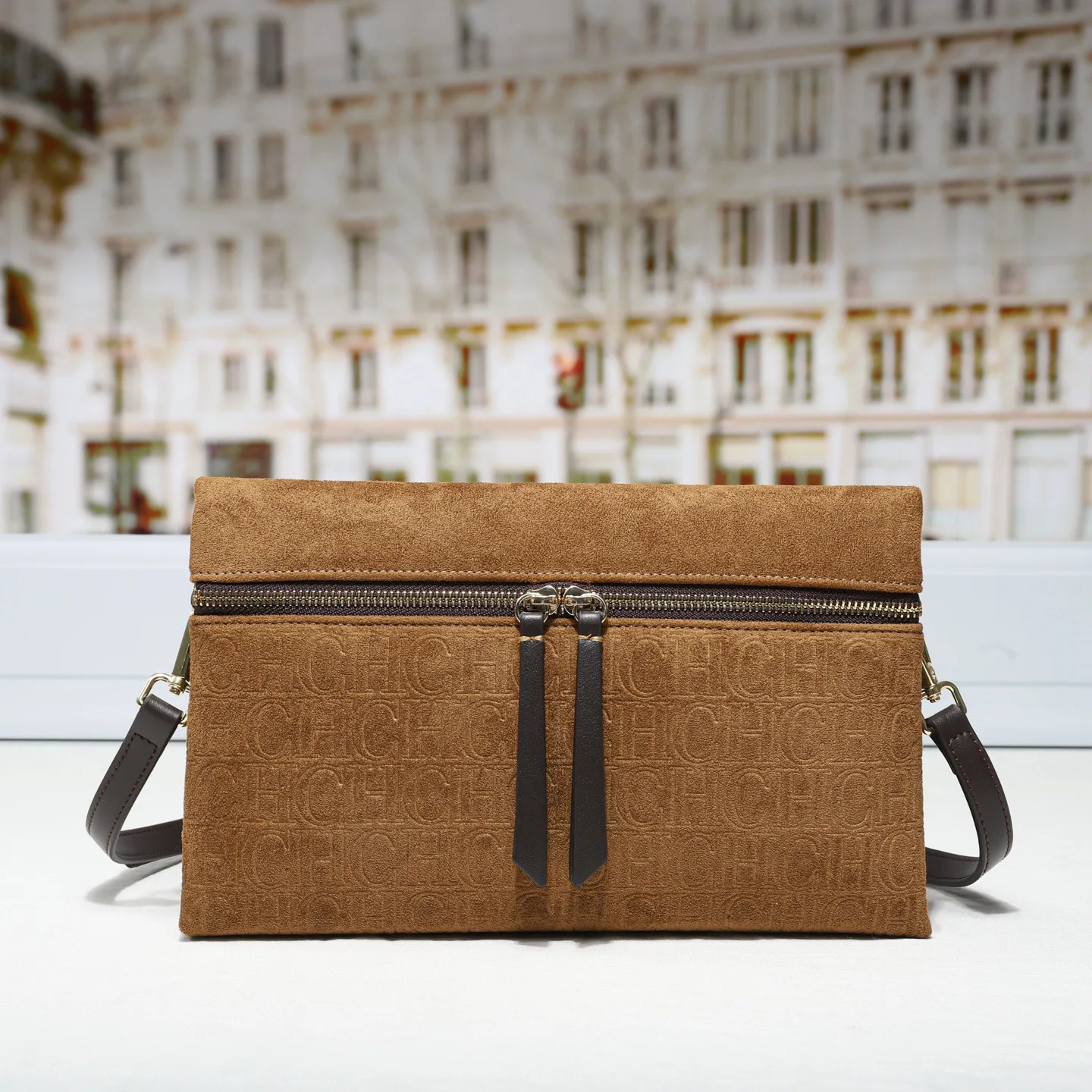 

CHHC 2026 Womens New Envelope Bag High Quality Faux Suede Leather Simple Retro Solid Color Shoulder Bag Tote for Women