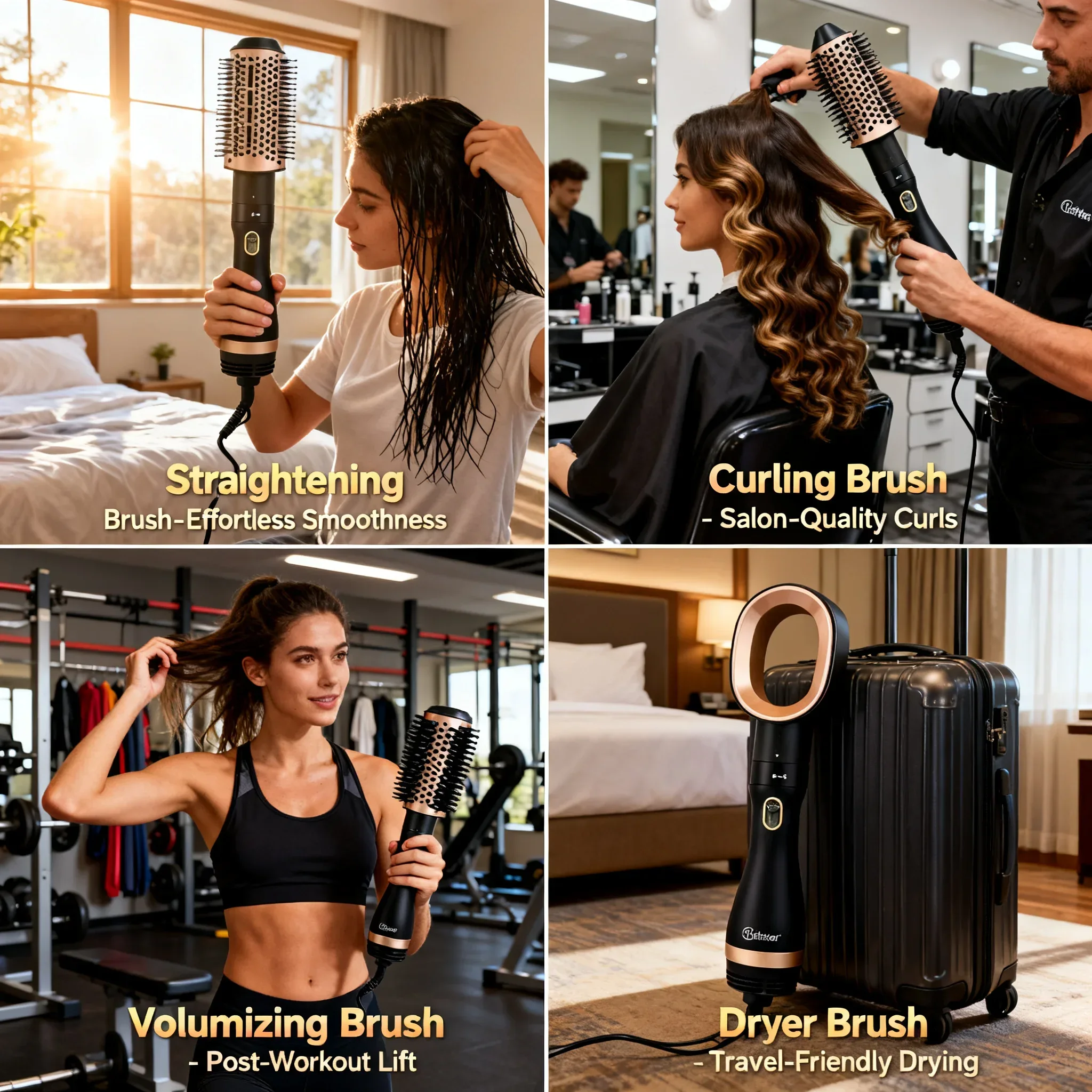 

Фен 4 в 1, многофункциональная щетка для волос, инструмент для укладки волос с отрицательными ионами, овальная щетка для зубов, подходит для завивки и выпрямления волос