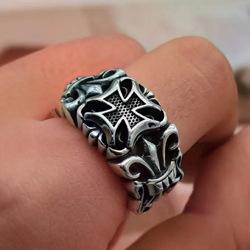 Zinc Alloy Electroplated Antique Silver Design Ring - Trident - Prayer Design - DIY Decorative Accessory