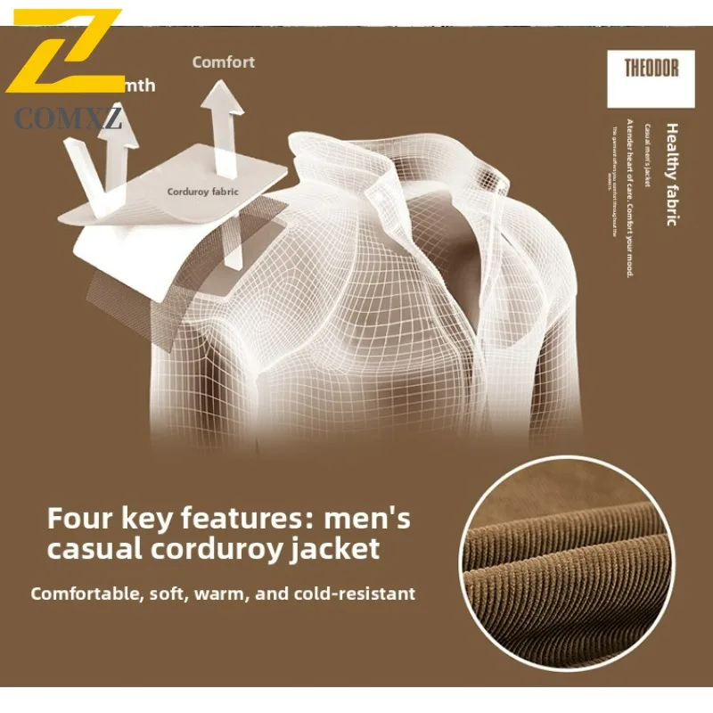 COMXZ 2025 رجل سروال قصير القطن وسادة مبطنة الشتاء سميكة عمال متعددة جيب فو الفراء طوق الدافئة في الهواء الطلق معطف غير رسمي