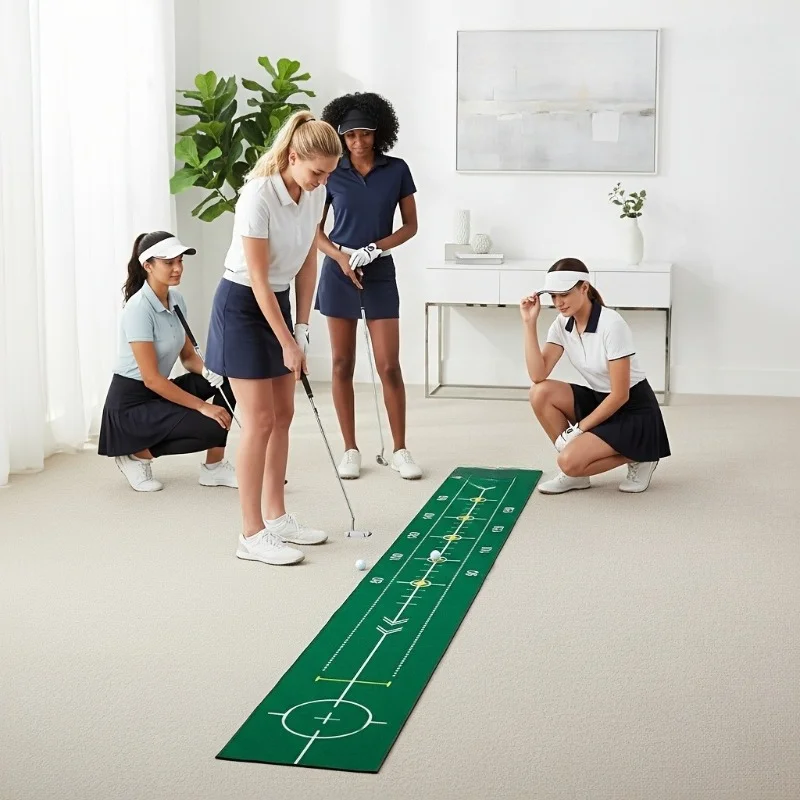 VIKAMA Golf Putting Practice Mat Indoor Golf Training Green Aim Line Portable Putting Trainer Home Sports Floor Mat