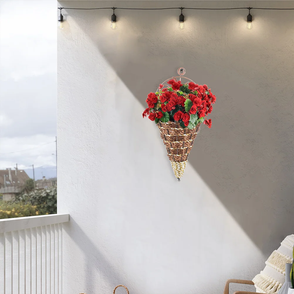 

Simulated Vase Flowerpot Hanging Basket Decorative Wall Baskets for Plants Indoor Small Woven Plastic Triangle Wall Hanging