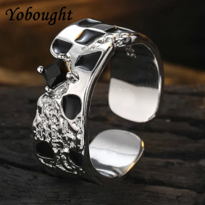 

Black And White Checkerboard Ring S925 Sterling Silver Niche Design Simple And Fashionable Personalized Drop Oil