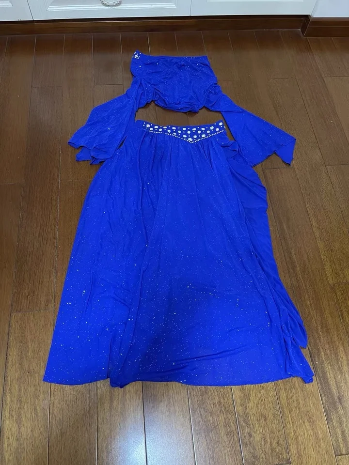 Traje de danza del vientre para mujer Otoño/Invierno danza Oriental hecho a mano diamante práctica clase disfraz conjunto de actuación en escenario