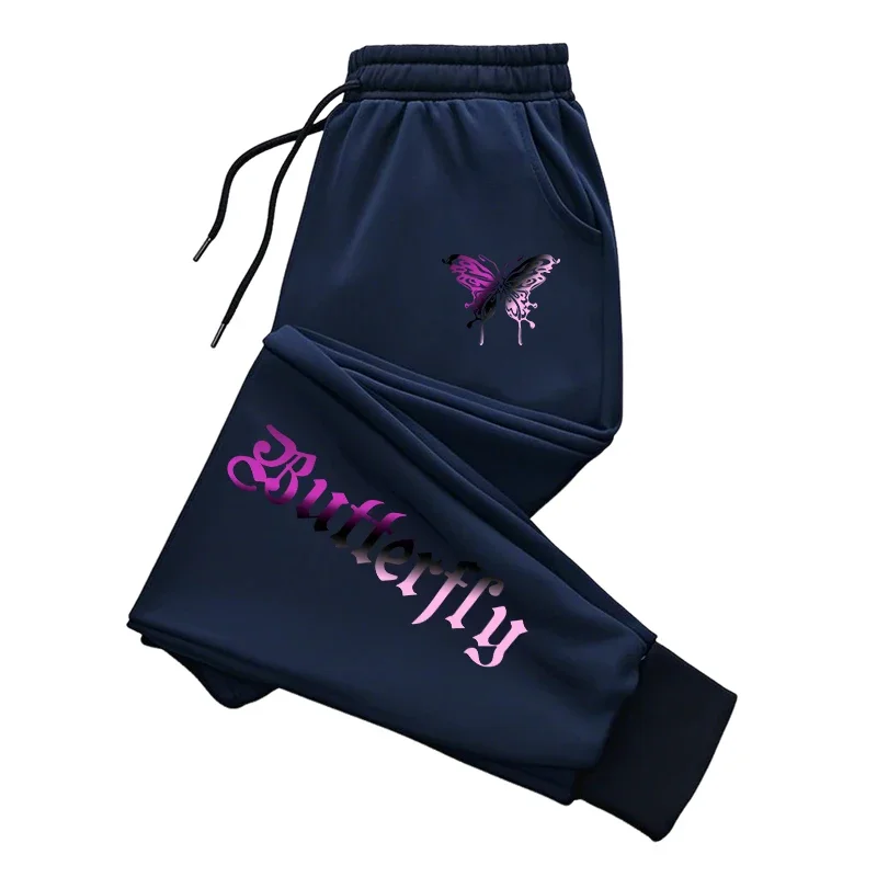 2025 خريف جديد وصول المرأة Sweatpants المنزل في الهواء الطلق عادية الرياضة بنطال رياضي Y2K فراشة إلكتروني طباعة بنطلون الشارع الشهير