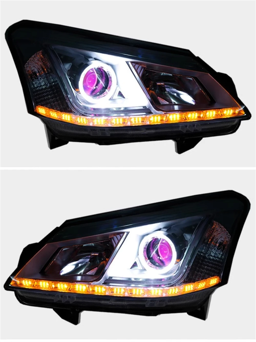 Car modified led angel eye headlight assembly For 14-17 Chery E5 turn signal DRL daytime runnning light