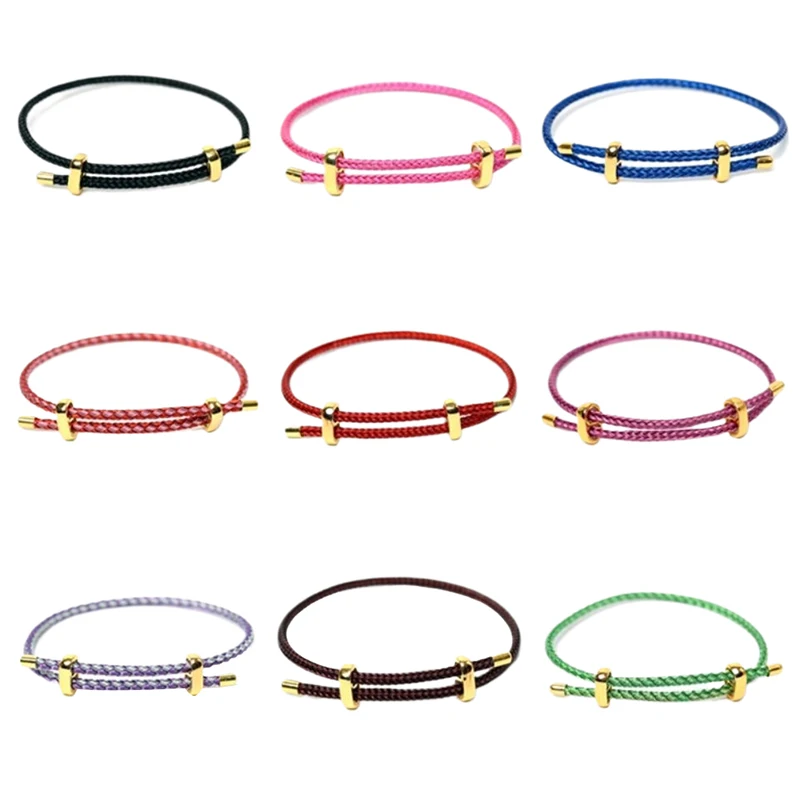 Stainless Steel Bracelet For Women Men Adjustable Buckle Couple Red Thread String Rope Handwoven Bracelet Unisex Jewelry