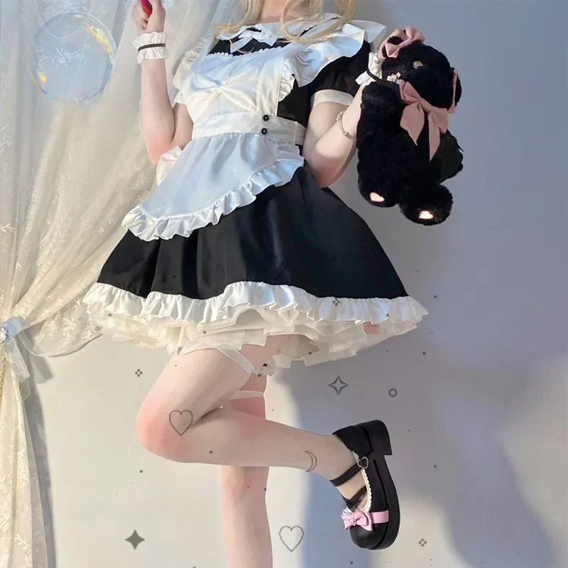 Japanese Soft Girl Maid Cosplay Costumes Women Plus Size Halloween Anime Lolita Coffee Maid Role Play Sweet Cat Party Dresses