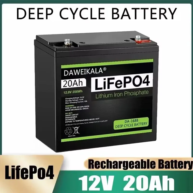 

12V Battery 20Ah LiFePo4 Battery Lithium Iron Phosphate 12V LiFePo4 Rechargeable Battery for Kid Scooters Boat Motor Tax Free