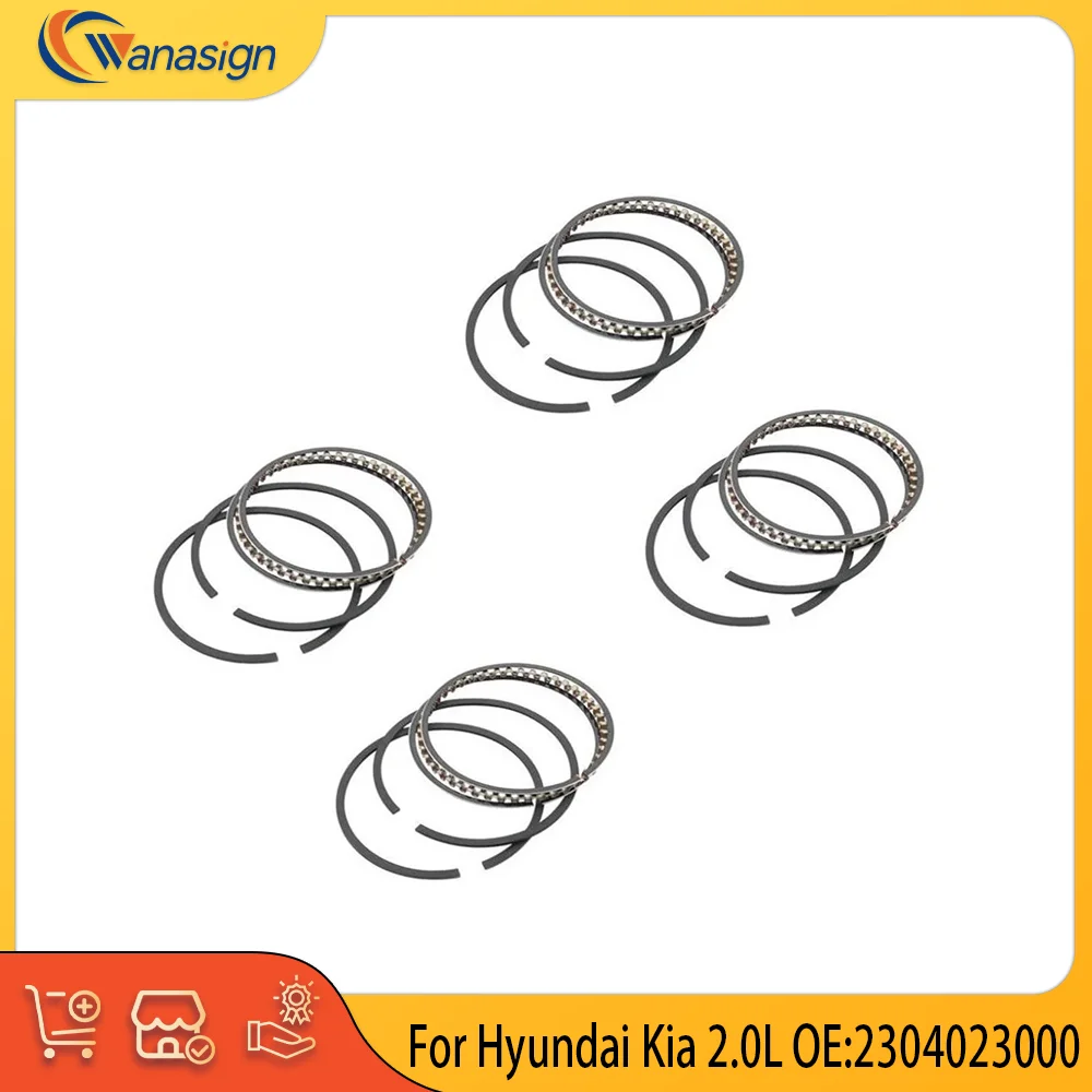 4PCS Piston Rings Set For Hyundai Kia 2.0L L4 16V G4DF G4GF G4GC G4GC-G 2.0 L CVVT  2304023000 2304023200 1995-2012 STD