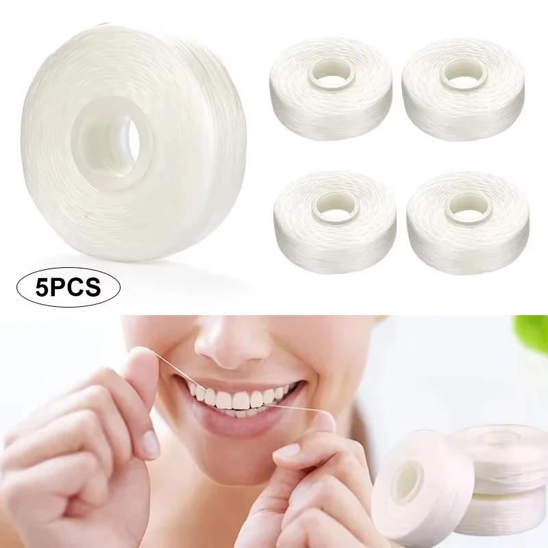 5 Rolls 50m Dental Flosser Oral Hygiene Teeth Cleaning Dental Floss Spool Toothpick Dental Care