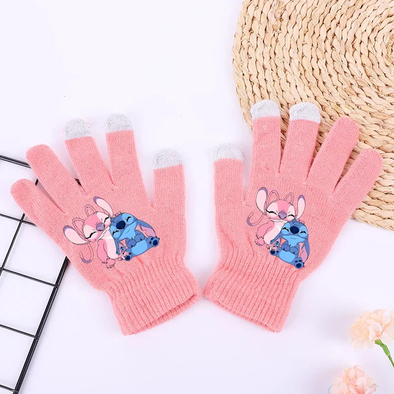 New Lilo & Stitch Winter Gloves Disney Mittens Anime Movie Character Pattern Print Glove Warm Comfortable Sweat Absorption Gifts