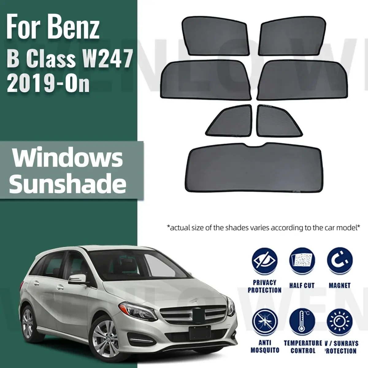 For Mercedes Benz B Class W247 2019-2023 2024 Car Window Curtains Solar Sunshield Shadow Mesh Glass Shading Sun Protection